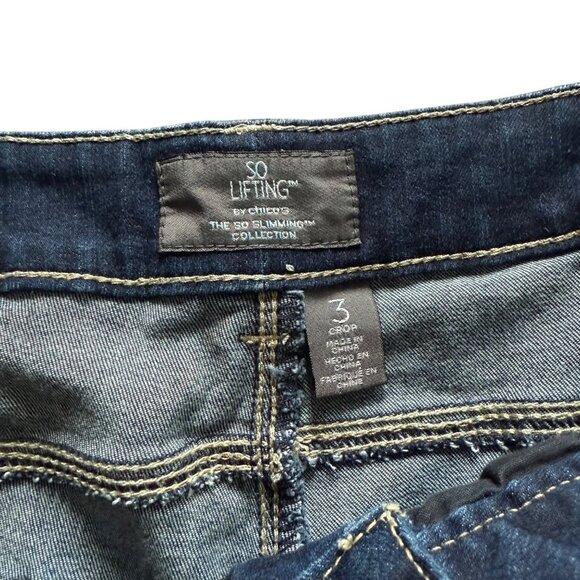 So Lifting By Chicos Womens Cropped Dark Wash Jeans Size 3 Stretch Denim XL 16 - Picture 2 of 8